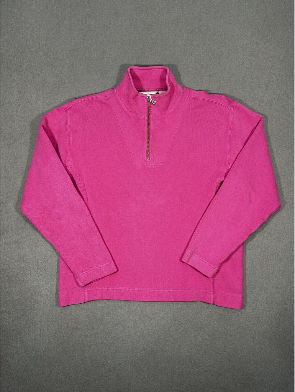 Tommy Bahama 1/4 Zip Pullover Sweatshirt Women's M Black Solid Logo Cotton